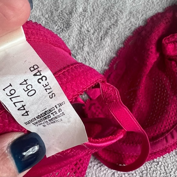 Victoria's Secret VTG 70s 80s Gold Crown Label Pink Lace Pearl Underwire Bra 34B - Picture 7 of 16